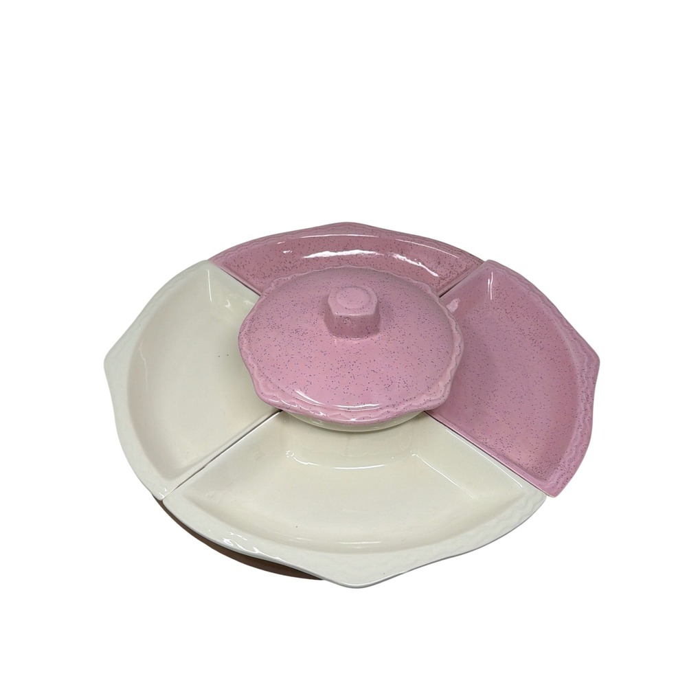 Miramar‎ of California Lazy Susan Pink White Speckled Ceramic 15" Atomic MCM